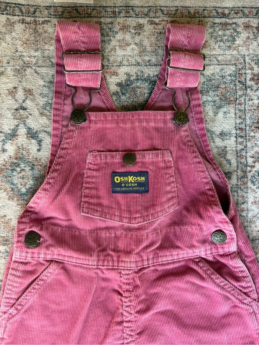 Vintage Girls Pink Corduroy Overall Dress Size 4T